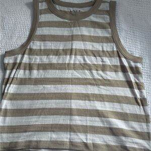 LOFT Women’s Striped Tank Top - White and Tan